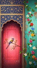 Aesthetic textured digital painting in the style of Persian miniature art