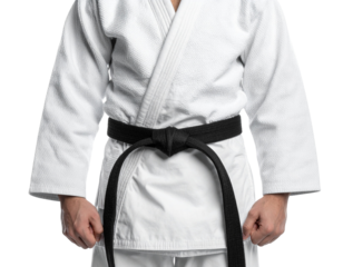  Judo Competitor Bowing Respectfully Before Match, Front View, Isolated