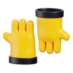 Yellow Farming Gloves 3d render icon. Agricultural equipment concept.