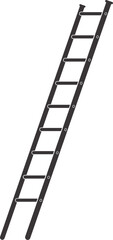 Fire ladder silhouette vector. Black color wooden ladder on white background. 