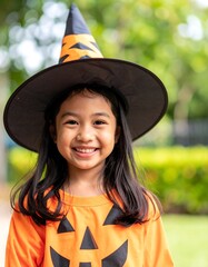 Happy child in Halloween costume
