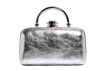 Silver metallic clutch bag with loop handles