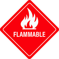 Flammable Materials Warning Sign. Flammable Hazard Symbol. highly flammable symbol. fire warning sign Fire warning signs, vector illustration. Fire warning sign. Symbol of flammable