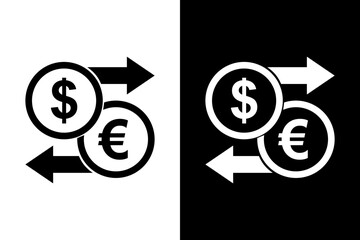 Currency exchange icon, Exchange money icon. flat vector illustration design isolated on black and white background