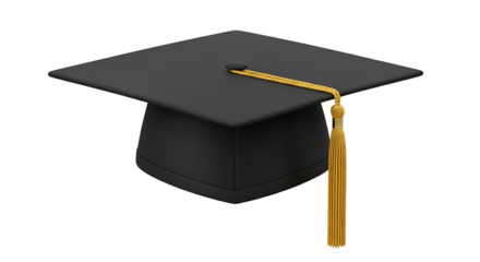 Graduation cap with tassel for celebration of educational achievement isolated PNG with Transparent Background
