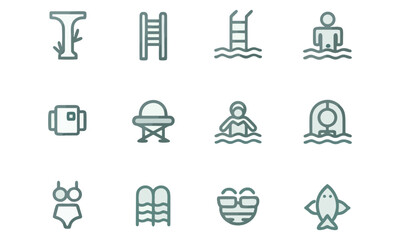 Fototapeta premium Swimming And Summer Icon Set