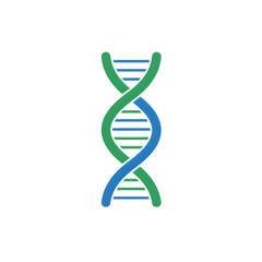 Flat DNA helix icon &mdash; bold stroke, blue + green, symmetrical curves. Perfect for biotech, health apps, science UI & clean, scalable genetic branding visuals.