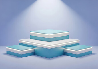 Modern stage podium with spotlight and geometric design