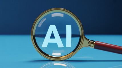 Ai artificial intelligence search concept magnifying glass technology innovation research analysis data