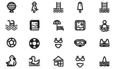 Fototapeta premium Swimming And Summer Icon Set