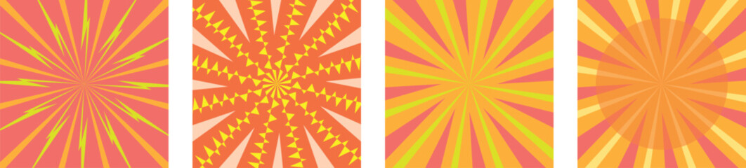 Obraz premium Vibrant orange and yellow sunburst patterns on vertical rectangles