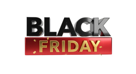 Fototapeta premium Black Friday text 3d render red and gold banner promotional sale event high quality professional