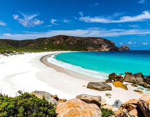 Scenic coastal beach scene