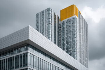 Obraz premium explore modern architectural facades characterized by striking contrasts in materials like glass steel and concrete