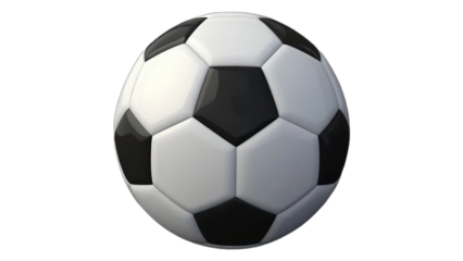 A classic black and white soccer ball isolated on a clean white background, representing a traditional football used for sport and competition