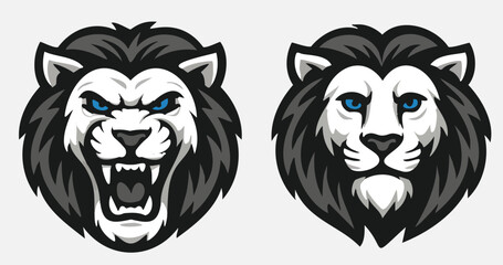 Two Lion Head Mascot Logos — Fierce & Calm Vector Emblems for Esports, Team Branding and Apparel Design
