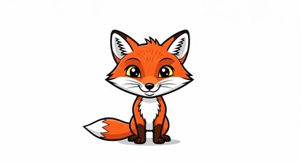 Obraz premium Cartoon Fox Illustration: Cute and Playful Animal Design