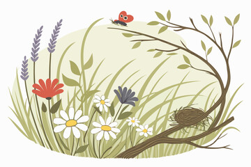"Rustic Meadow Edge Decoration"