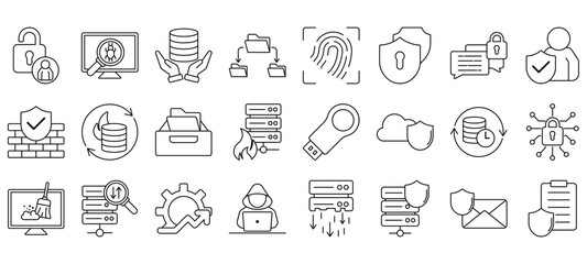 Set of Data Protection Icons or symbols Vector fully editable file.