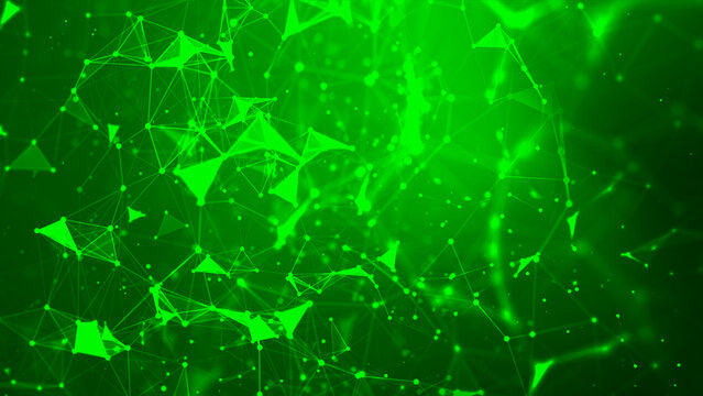 Abstract background Dot and connect line for cyber technology futuristic and network connection concept with dark and grain processed wide screen ratio - Powered by Adobe