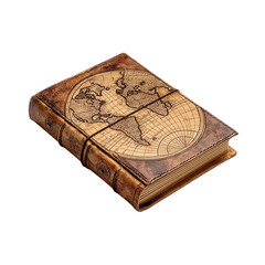 a vintage-style leather journal with an aged world map design, perfect for writing down your...