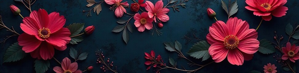 Intricate dark floral wallpaper with deep shadows and moody lighting creates a dramatic and elegant atmosphere for interior design , textured, pattern, victorian