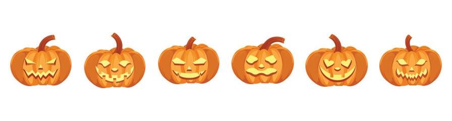 Halloween pumpkin set vector illustration.