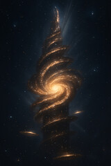 Majestic Spiral Galaxy Skyscraper Towering Through Space
