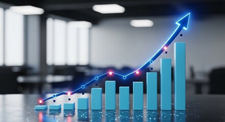 Dynamic Financial Graph Shows Upward Trend, Business Growth Success