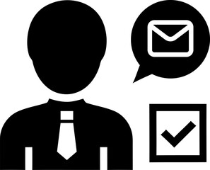 Man person icon email message speech bubble check mark