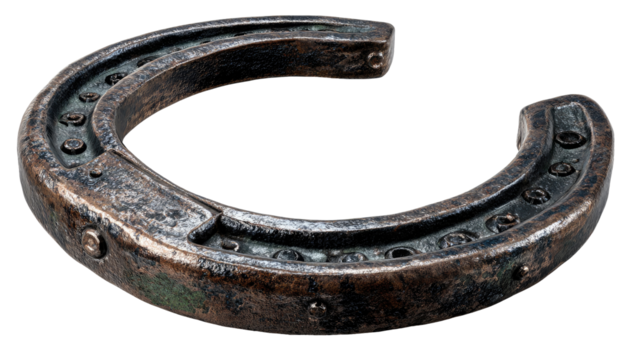 Weathered metal horseshoe-shaped object
