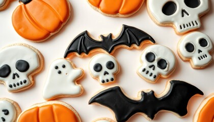 Halloween-themed sugar cookies with spooky designs