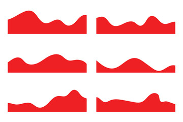 Vector set of separator header, section divider shapes for website, app or web page. Modern bottom or top border, headline design elements, red footers with curve lines, on white background in eps 10.