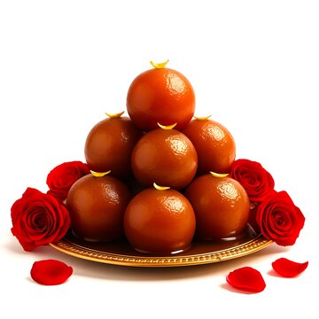 indian gulab jaman with white background  festival special generated with AI
