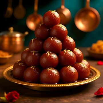 Indian Gulab Jaman heap festival special generated bu AI
