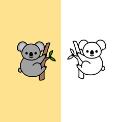 Vector of a pair of cute koalas in color and outline in EPS format © Brian