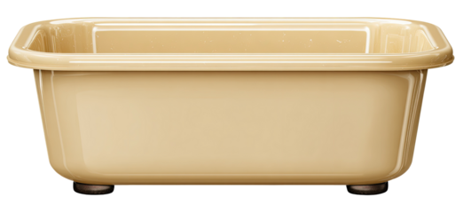 Rectangular light beige plastic container with feet