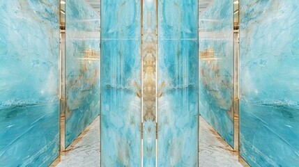 Luxury Blue Marble Bathroom Stall Partitions with Gold Accents Modern Elegant Design
