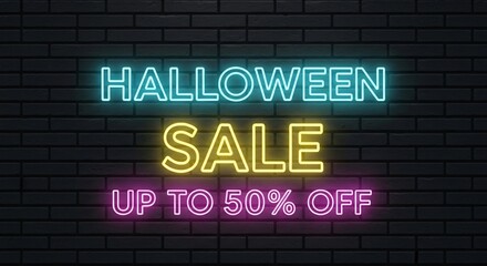 Obraz premium Scare Up Savings With This Vibrant Halloween Sale Neon Sign