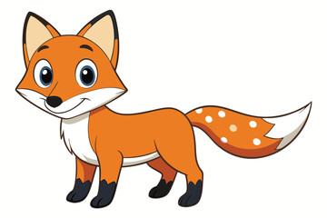 Adorable Cartoon Fox with Smiling Face on White Background Stock