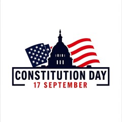 United states constitution day celebration with american flag and capitol building silhouette