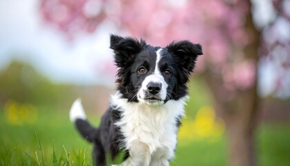 Fototapeta premium Playful puppy in springtime