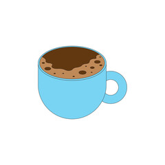 Cup of hot coffee with foam vector illustration on white background. Coffee drink lover. International Coffee Day
