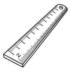 Essential Measuring Ruler Line Art Illustration Isolated on a Pure White Background for Design Projects and Educational Materials