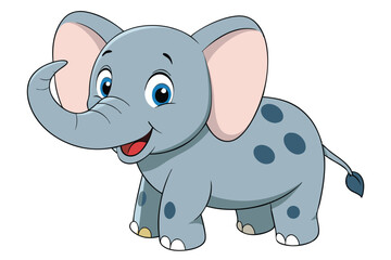 Cartoon Elephant with Gray Skin and Dark Blue Spots on White Background