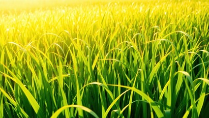 Lush Green Field of Tall Grass under Sunlight