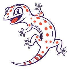 Cartoon Gecko with Orange Spots on White Background