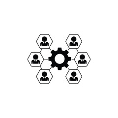 Teamwork and Collaboration Network Concept with Gear Symbol