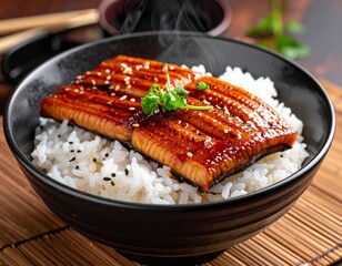 アツアツのウナギのかば焼き丼