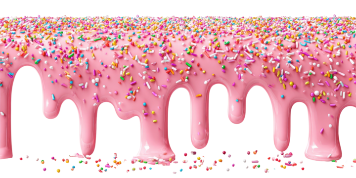 Dripping pink icing with colorful sprinkles (2)
